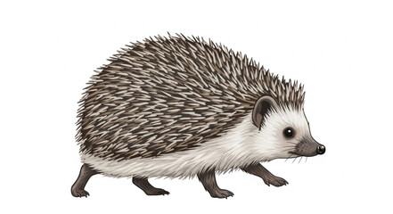 Obraz premium Small Hedgehog Walking Isolated White Background.