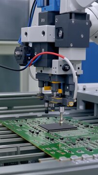 Assembling Electronic Components/ Automated Manufacturing/ Factory Production Line