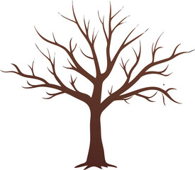 Fototapeta premium A simple illustration depicts a bare tree with twisting branches and trunk