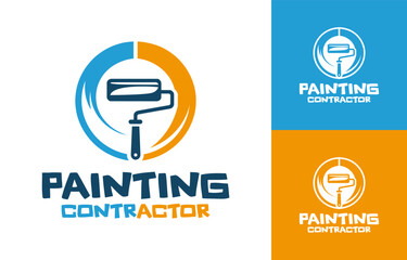 Obraz premium Painting Contractor Logo Modern Minimalist Home Service Identity.
