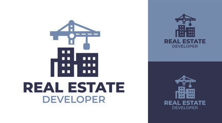 Obraz premium Real Estate Developer Logo Modern Minimalist Construction Identity