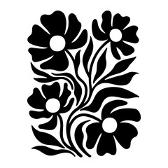 Hand Drawn Black and White Floral Silhouette Illustration