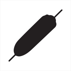 Simple Corn Dog on a Stick Illustration in Black Silhouette