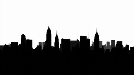 City Skyscrapers Silhouettes with Copy Space / 都会の高層ビルのシルエットとコピースペース2