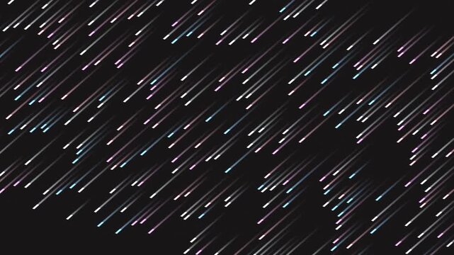 Abstract digital background with numerous colorful diagonal streaks resembling falling rain or data streams.