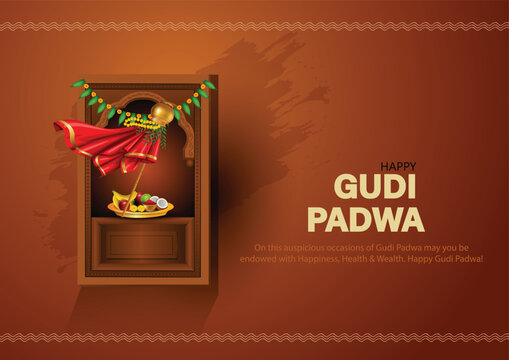 Happy Gudi Padwa with decorated background of celebration of India. abstract vector illustration design