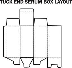 Tuck End Serum Box Packaging Layout Dieline Template Vector Illustration for Cosmetic Product Design
