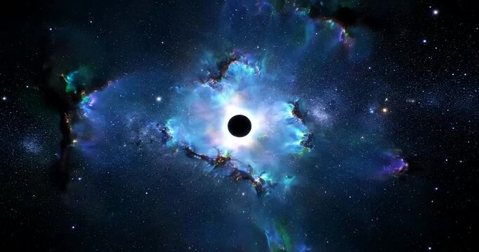 A vibrant star shines brightly in the vast, dark space surrounded by distant galaxies and numerous stars.