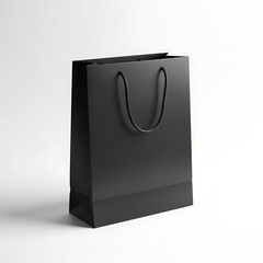 Elegant black shopping bag with sturdy handles against a white background