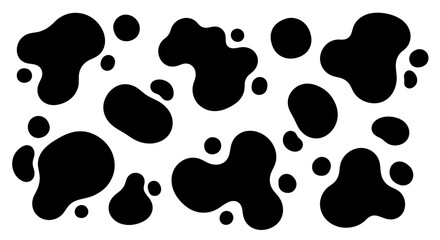 Black Spots Pattern on White Background, Abstract Shapes, Ink Splatter