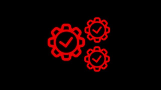 Glowing Gear Icons with Check Marks &ndash; Process Optimization and Approved Workflow Concept process Improvement Control System, Efficiency Symbol Minimal Design.