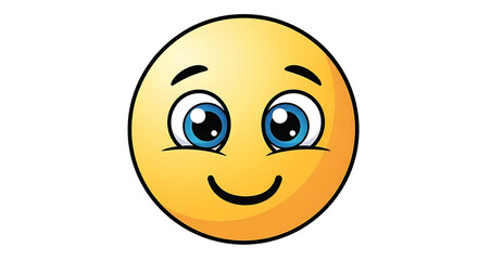 Fototapeta premium A cheerful yellow smiley face with big blue eyes and a wide smile, conveying happiness and positivity.