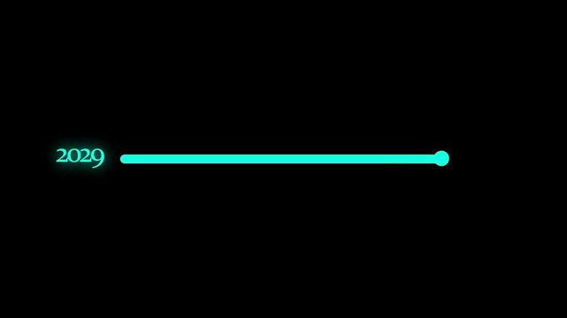 Glowing Timeline Progress Bar from 2029 to 2030 for Future  New Year Year Progress Time Passing Calendar Transition Concept Glowing New Year Celebration.