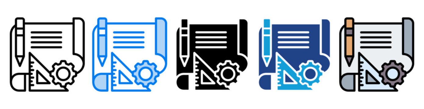 Project icon set multiple style collection