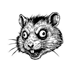 black and white hand drawn illustration of a hamster vector