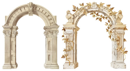 Fototapeta premium PNG Elegant classical architectural arches on transparent background