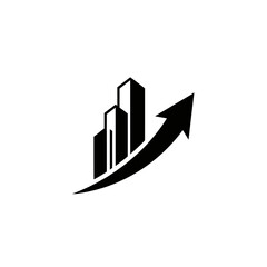 Fototapeta premium Business Growth Chart Icon with Upward Arrow Showing Progress and Success