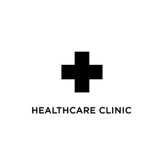 Obraz premium Healthcare Clinic Logo with Medical Cross Symbol on White Background