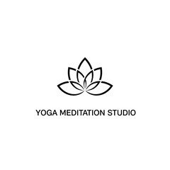 Obraz premium Minimalist Lotus Flower Logo for Yoga Meditation Studio Branding