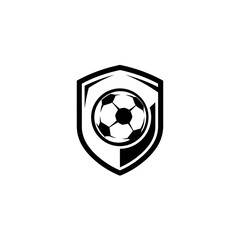 Soccer ball shield logo design, football club emblem vector illustration