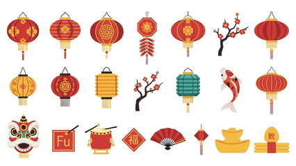 Traditional Chinese New Year Decorations and Symbols for Festive Celebrations