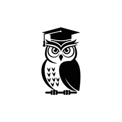 Wise Owl in Graduation Cap Vector Icon for Education and Academic Success