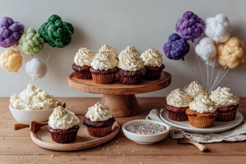 A mini disco light sits on the table adding fun to a lively gathering. Colorful lights dance around the room as guests enjoy snacks and drinks. The atmosphere is festive and full of excitement