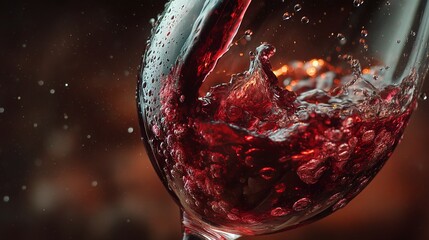 Swirling Red Wine in Crystal Glass / クリスタルグラスの中で揺れる赤ワイン2