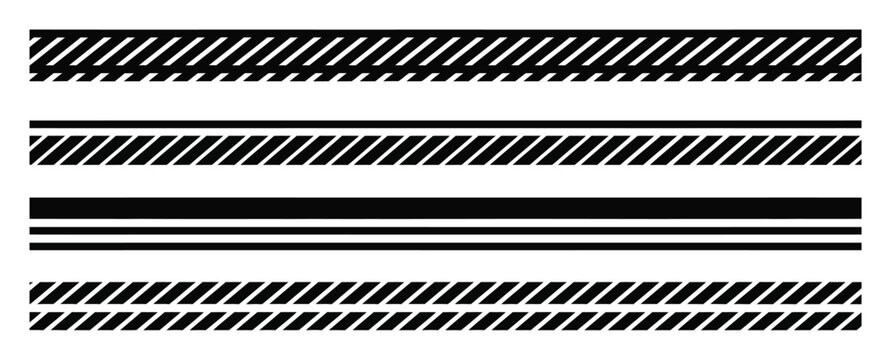 Black and White Geometric Line Patterns and Borders