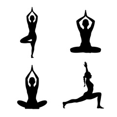 Fototapeta premium Silhouette of Yoga Meditation for Fitness and Stress Relief: Embracing a Healthy Lifestyle and Spirituality Through Mindfulness and Flexibility in Yoga Poses