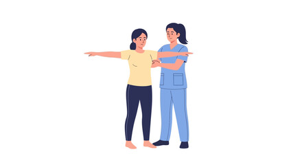 Fototapeta premium Physiotherapist Assisting Woman with Arm Mobility Exercise