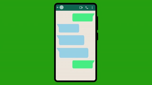 Realistic Smartphone Showing Text Messages on Transparent Background, Send or Receive Chat Animation with Clean UI Text Bubbles in 4K