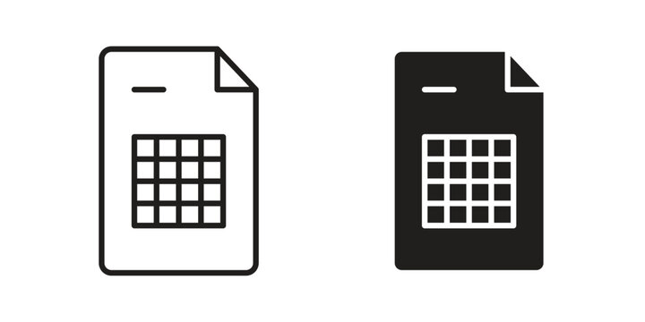Spreadsheet icons collection. Line vector sign, symbol for web and mobile