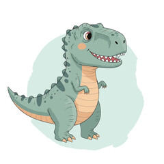 Naklejka premium Cute cartoon tyrannosaurus rex dinosaur standing with a happy expression.