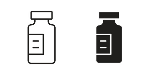 Obraz premium Vaccine vial icons collection. Line vector sign, symbol for web and mobile