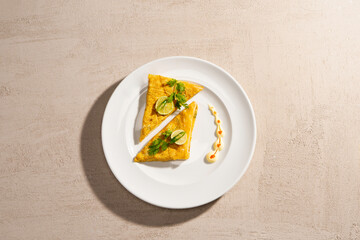 Aloo Puri or Potato curry with fried Poori, popular Indian breakfast / lunch / dinner menu.