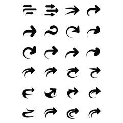 Collection of black arrow on white background direction