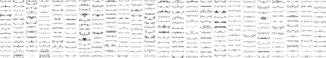 Obraz premium Vintage Elegant Swirl Dividers and Ornate Borders Set for Invitations Cards Scrapbooking Web Design Flourish Calligraphic Elements Vector Art Decoration Collection