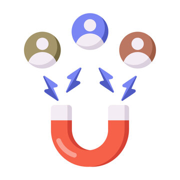A flat style icon depicting attract customers