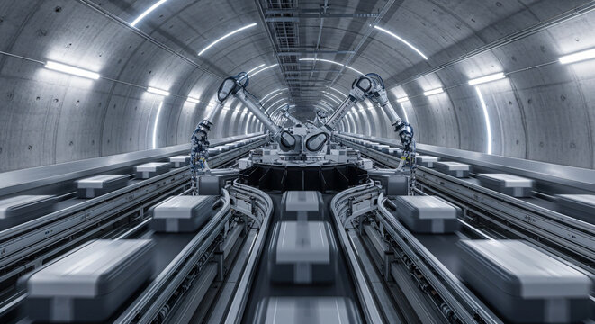Modern Underground Train Station With Parallel Tracks And Platforms