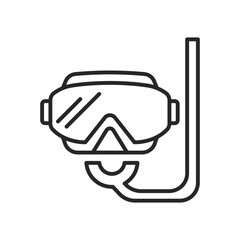 Diving Mask and Snorkel Icon Vector Line Art for Summer Vacation