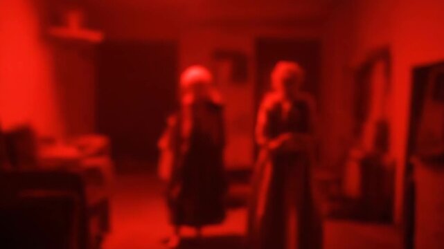 Mysterious encounter in a dimly lit red room