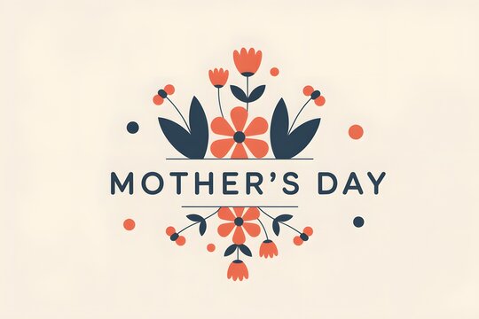 Mother's Day greeting card design with flat floral illustration background
