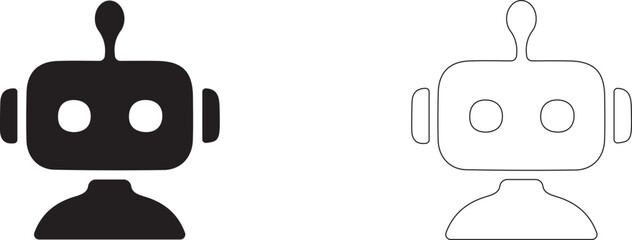 Robot head with eyes and an antenna on top. Artificial intelligence vector icon.