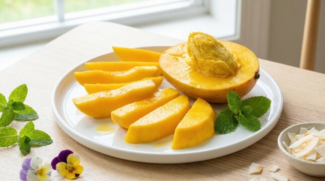 Bright Yellow Sliced Mango Fruit 20260210 034900 img 1770670140485 288 on Plate