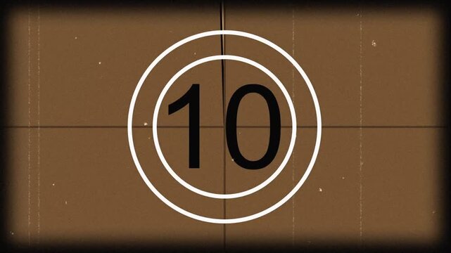 Vintage film countdown old movie retro reel sepia timer classic cinema analog frame perfect for introductions, historical projects, or adding a nostalgic touch to any video production. 4k video