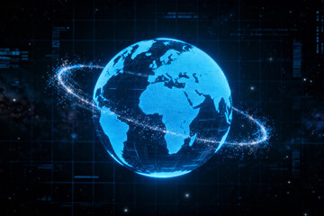 Fototapeta premium Digital Earth Globe with Data Network