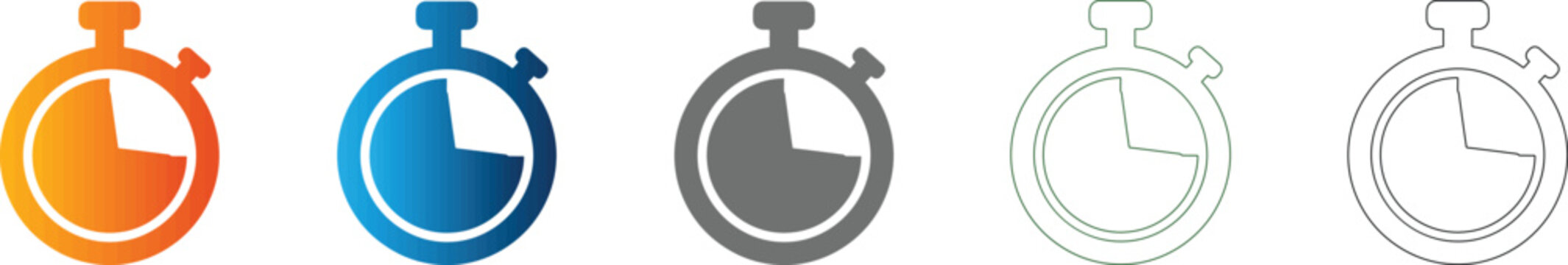 Stopwatch Icon Set Vector Illustration Flat Design