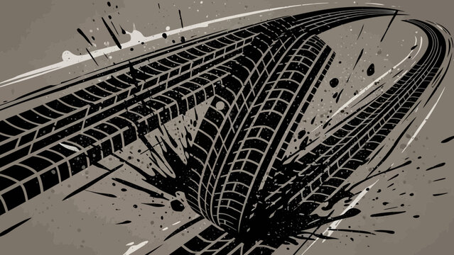 tire tracks on asphalt, skid marks, road surface, speed concept