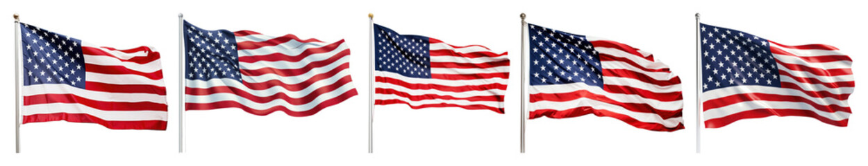 Obraz premium PNG Waving American flags display on transparent background